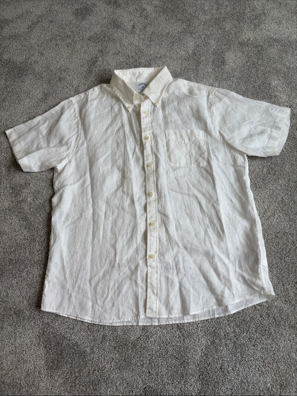 Brooks Brothers White Button-Down Linen Shirt